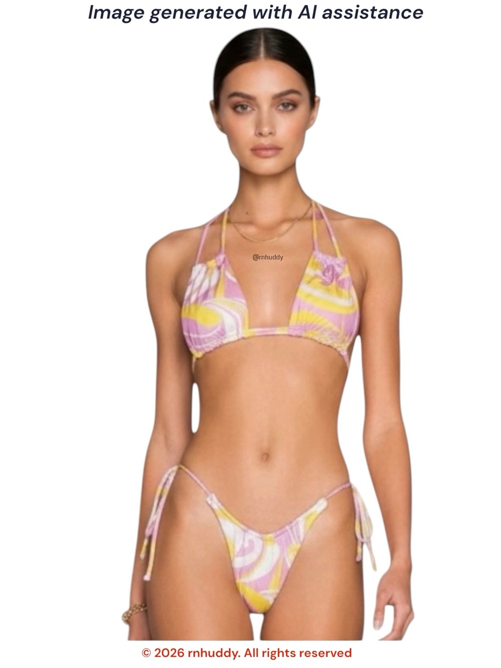 NWT Monica Hansen S yellow/pink abstract bikini
